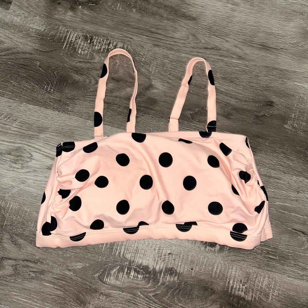 Xhilaration Pink and Black Polka Dot Bikini Top never worn